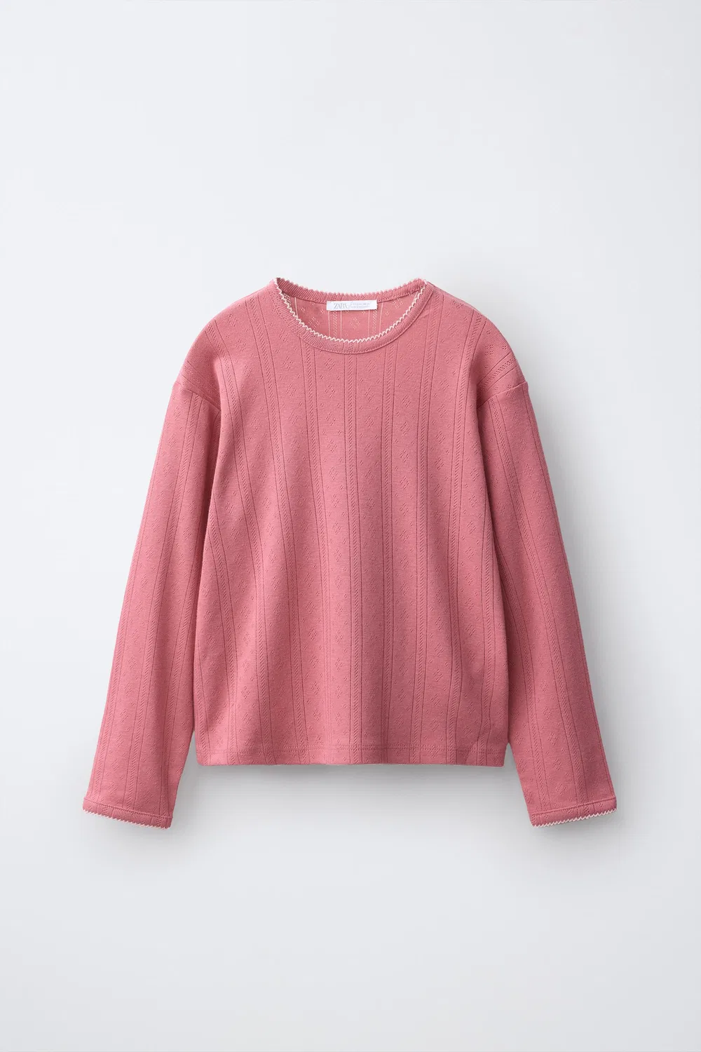 Пижама для детей 6-14 лет, однотонная, с декоративной строчкой. ZARA, Raspberry — фото 2