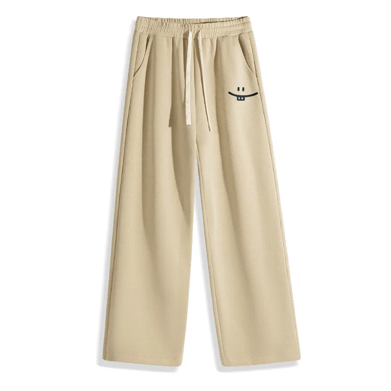 Детские брюки повседневные прямого кроя Simple Smile Drawing Pants Logo MINISO, Khaki