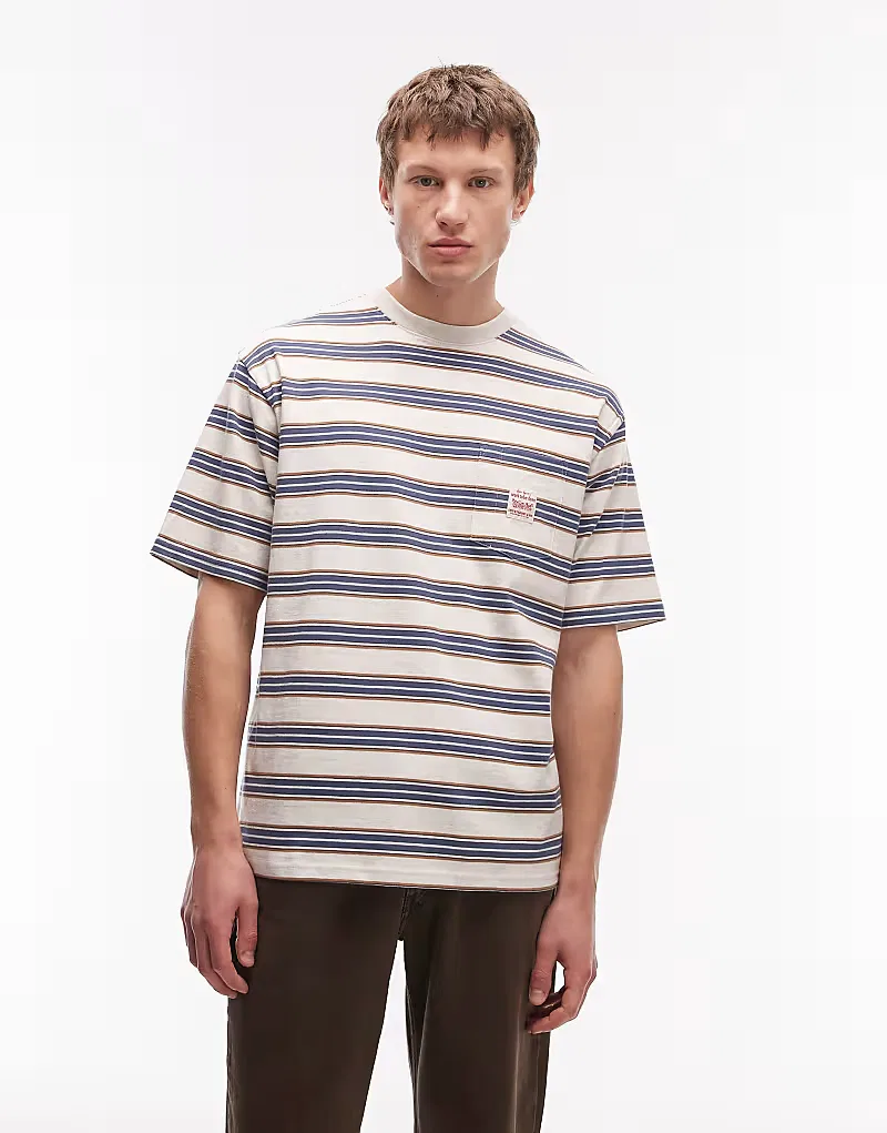 Свободная футболка Levi's Workwear с карманом и логотипом, серый в полоску