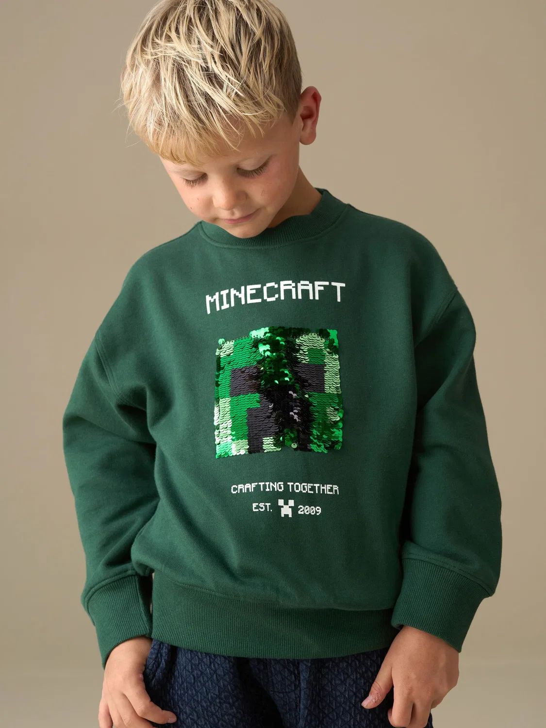 Свитшот с пайетками Minecraft Angel & Rocket, зеленый
