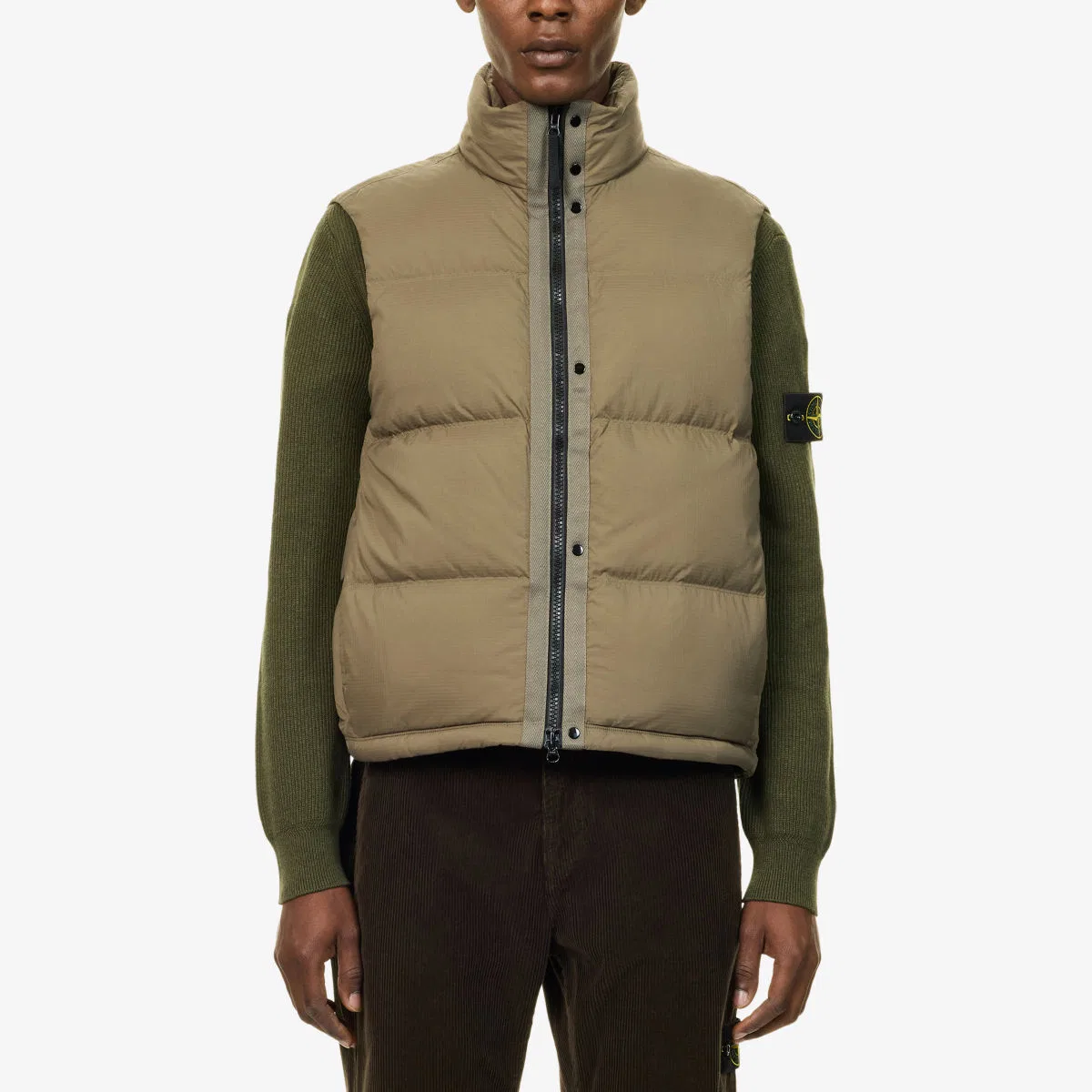 Жилет из рипстоп-кордуры с пуховой подкладкой Stone Island, зеленый — фото 3