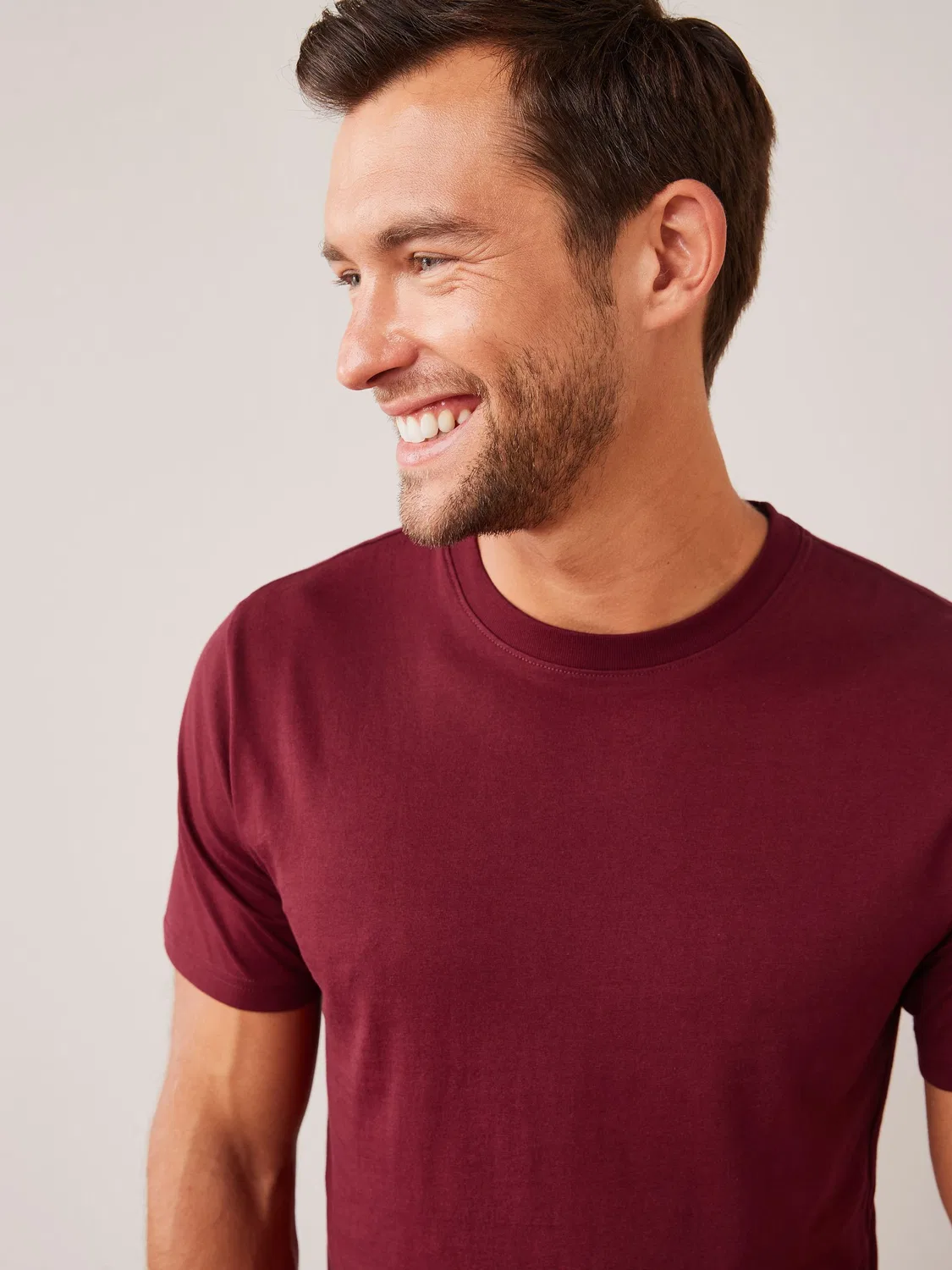 Футболка с круглым вырезом, Slim Fit, Essential Next, красный бургунди — фото 3