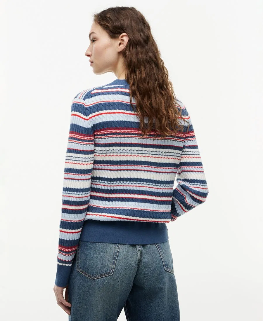 Свитер Tommy Hilfiger с косами, Blue Red Multi Stripe — фото 4