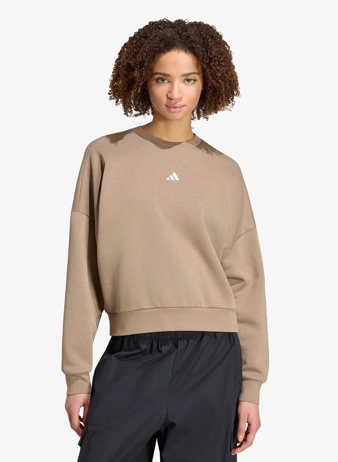 Свитшот с маленьким логотипом Adidas, хаки
