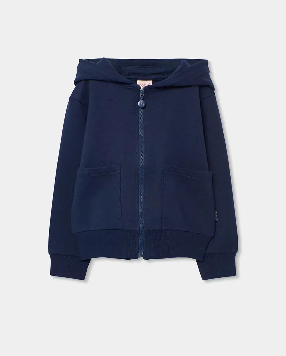 Детская куртка из футера с капюшоном для девочек Boboli, Azul Oscuro