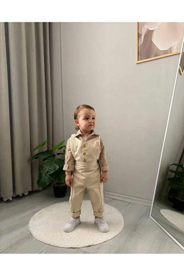 Детский комбинезон для мальчиков с длинным рукавом Favorimkids, Nude Color — фото 3