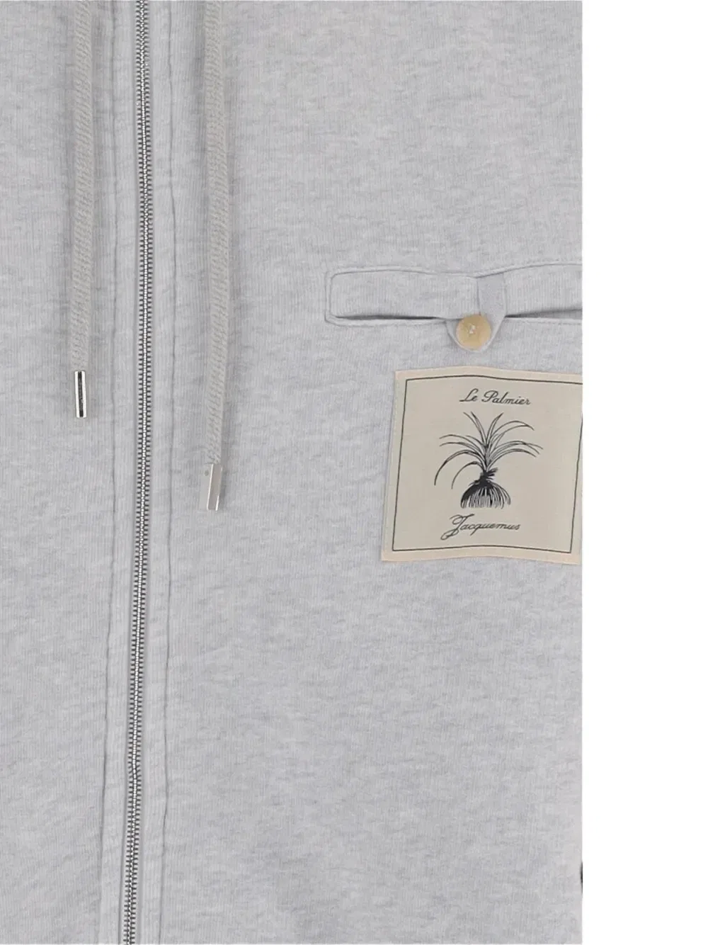 Худи на молнии с вышитым логотипом JACQUEMUS, серый — фото 3