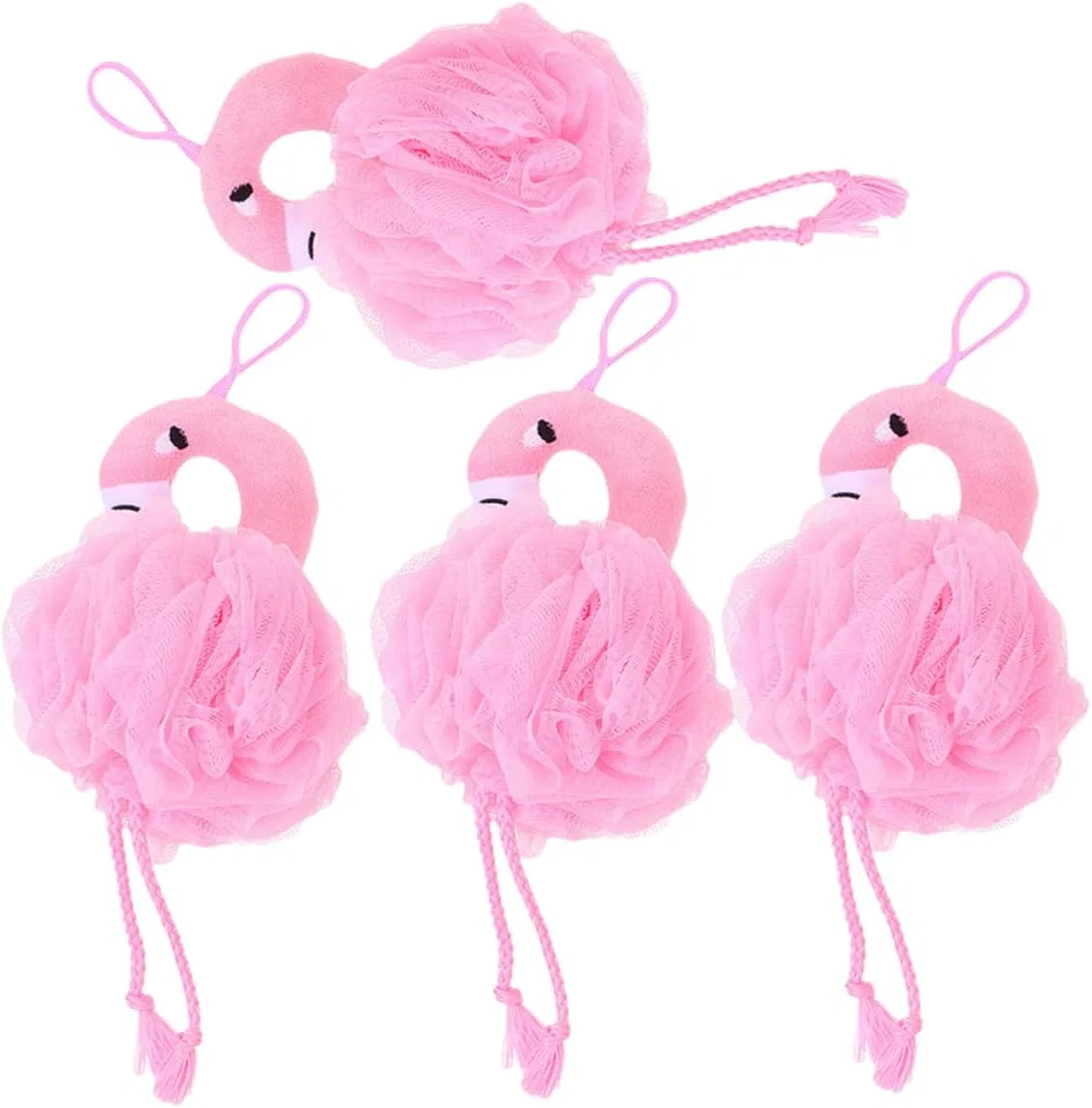 Мочалка для душа Flamingo, 4 шт, WRITWAA, розовый