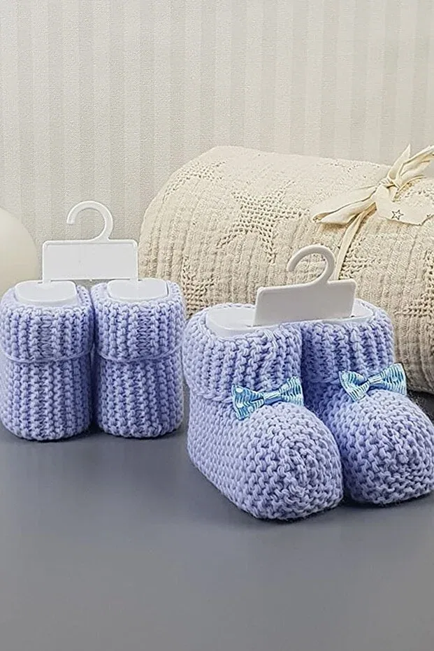 Детские пинетки для новорожденных вязаные Mbk Garden, Blue — фото 2