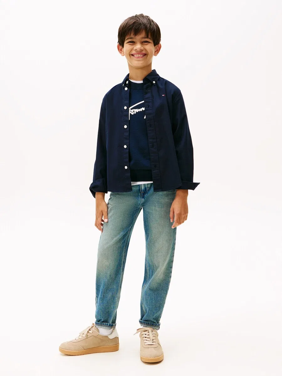 Рубашка на пуговицах TOMMY HILFIGER прямого кроя, модель 'Essential Regular Fit Button-down', цвет морской синий — фото 4