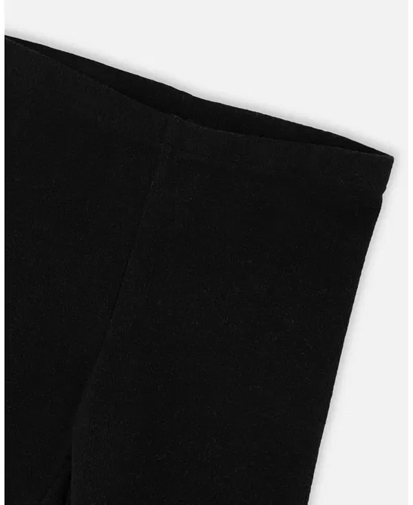 Детские леггинсы для девочек с мягкой рифленой текстурой Ribbed Leggings Deux Par Deux, черный — фото 2