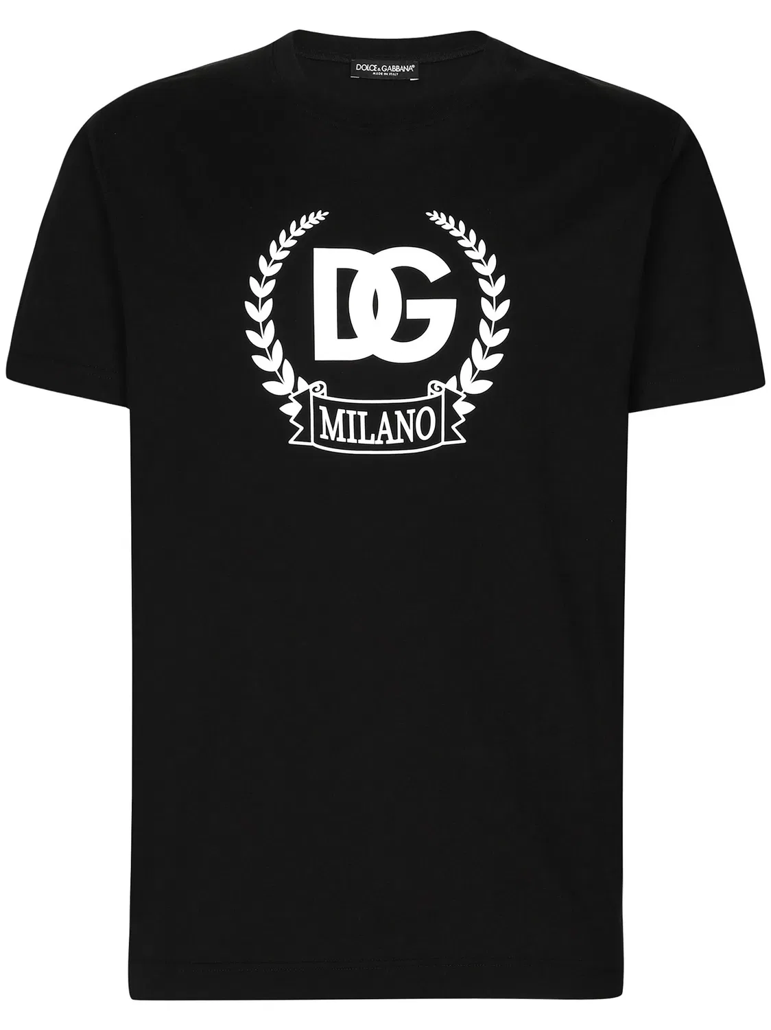 Футболка с принтом DG из Stretch-хлопка Dolce & Gabbana, черный