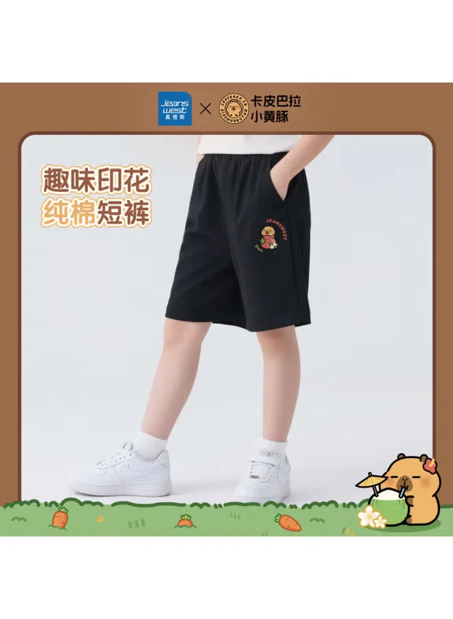 Шорты хлопковые с принтом Capybara x little yellow dolphin co-branded series Jeanswest, черный — фото 2