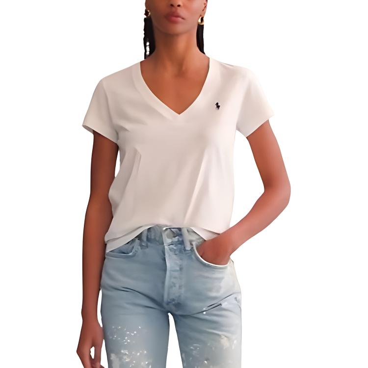 Футболка Polo Ralph Lauren Cotton Jersey With V-Neck, белый — фото 3
