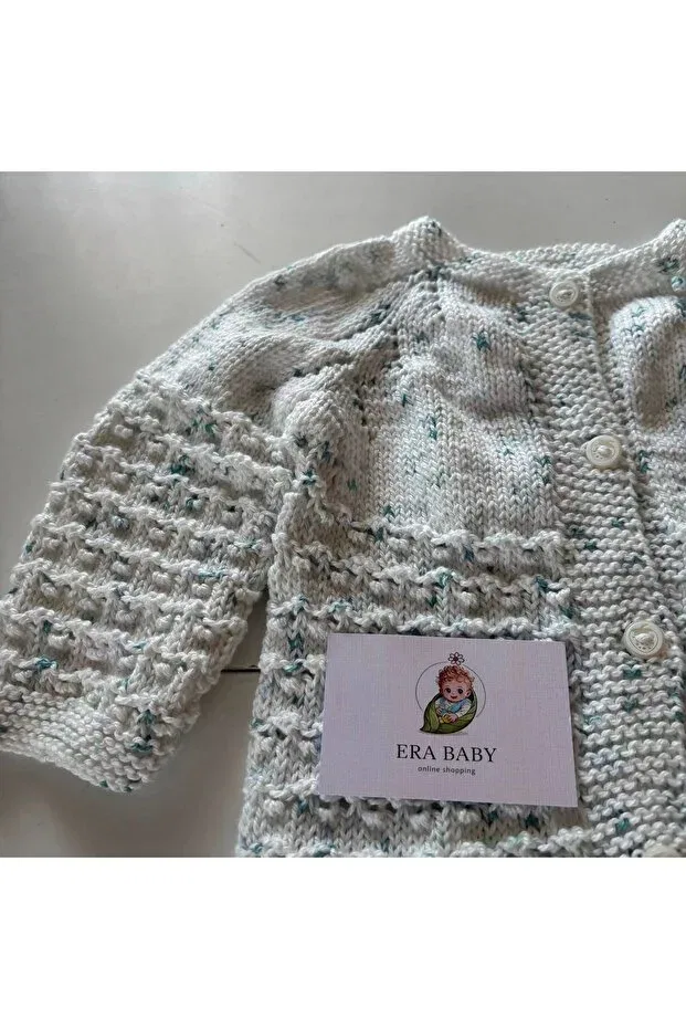 Детский кардиган с длинным рукавом Hand knitted baby cardigan buttoned knitwear cardigan Generic Brands, Ecru — фото 3
