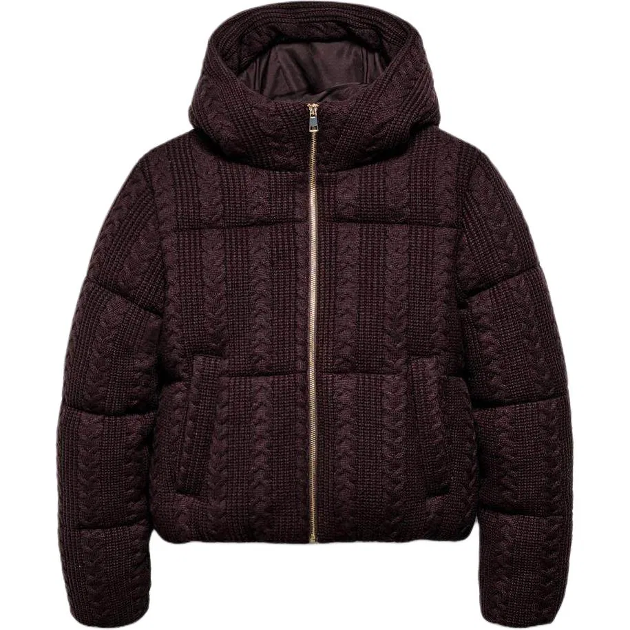 Женский пуховик утепленный Burgundy ZARA, Burgundy