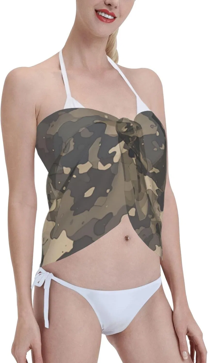 Женская пляжная накидка с принтом кактуса, Generic, Olive Green/Black — фото 4