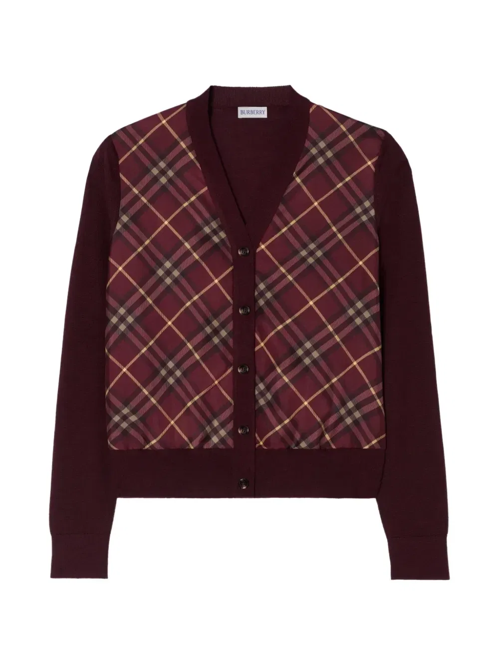 Шерстяной кардиган с клетчатой вставкой Burberry, красный