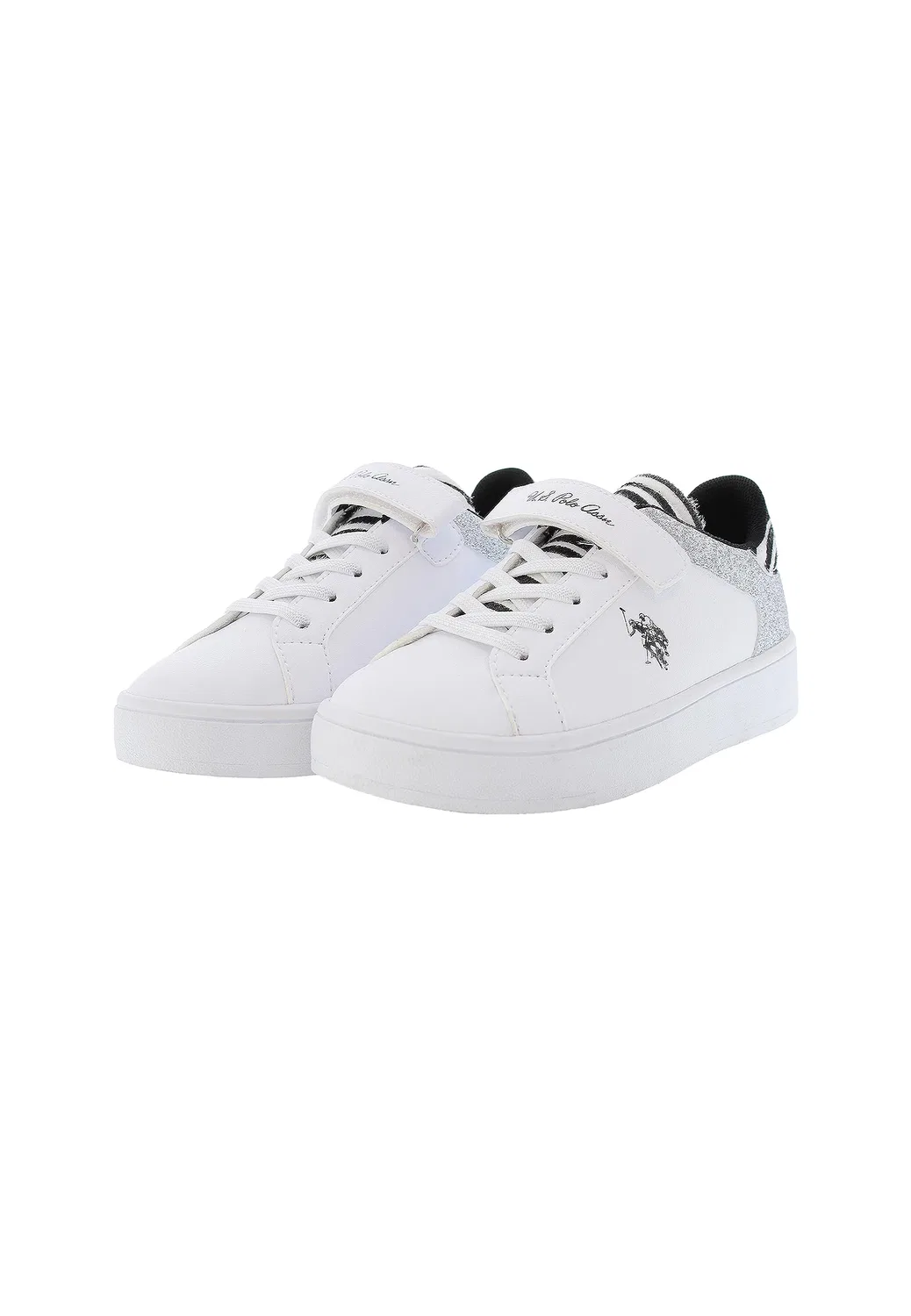 Детские кроссовки для мальчиков на шнурках и липучках Brygit001k/Cy1 U.S. POLO ASSN., White Silver — фото 3