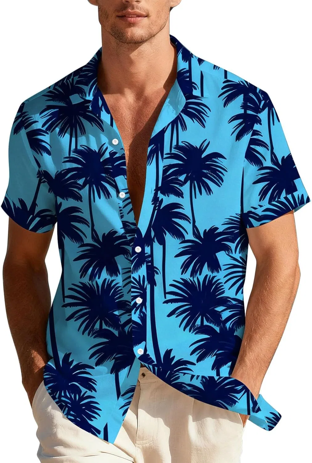 Мужская футболка с цветочным принтом Funky Hawaiian Shirt, Blue