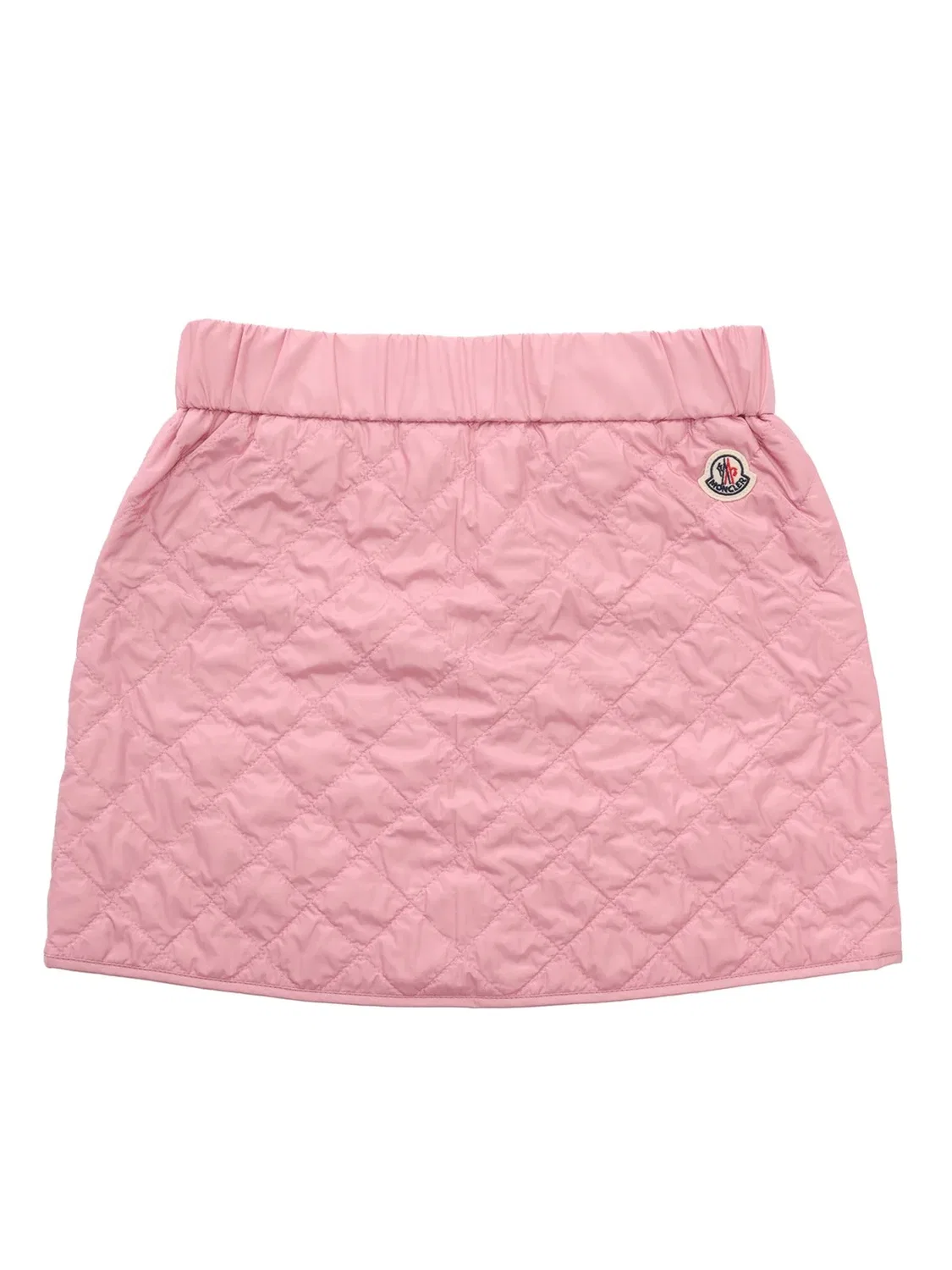 Юбка мини стеганая с логотипом Moncler, Medium Pink — фото 2