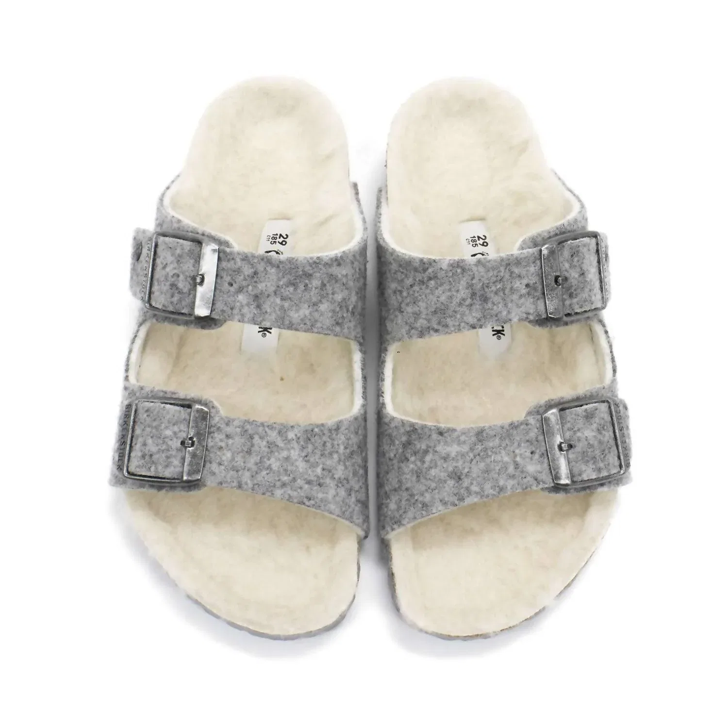 Детские сандалии для девочек с шерстяным верхом Arizona Rivet Birkenstock, Light Grey — фото 3