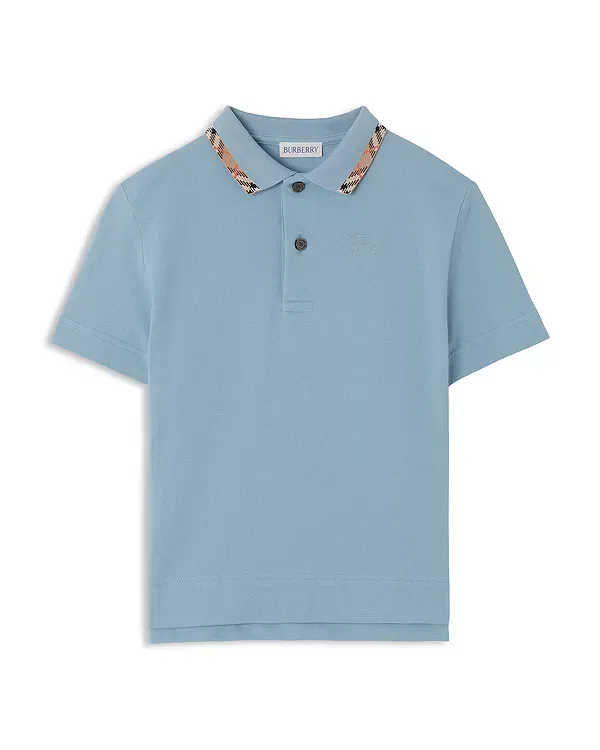 Детское поло для мальчиков с вышивкой Burberry, Misty Blue