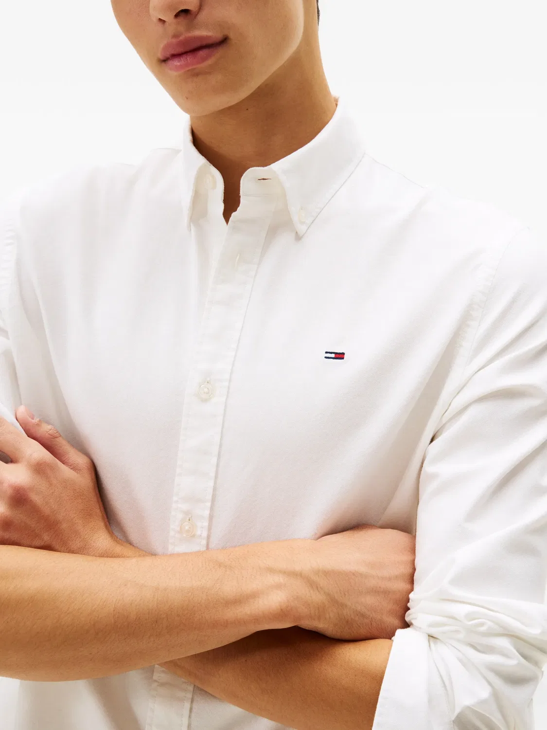 Рубашка с длинными рукавами белая Tommy Hilfiger, белый — фото 4