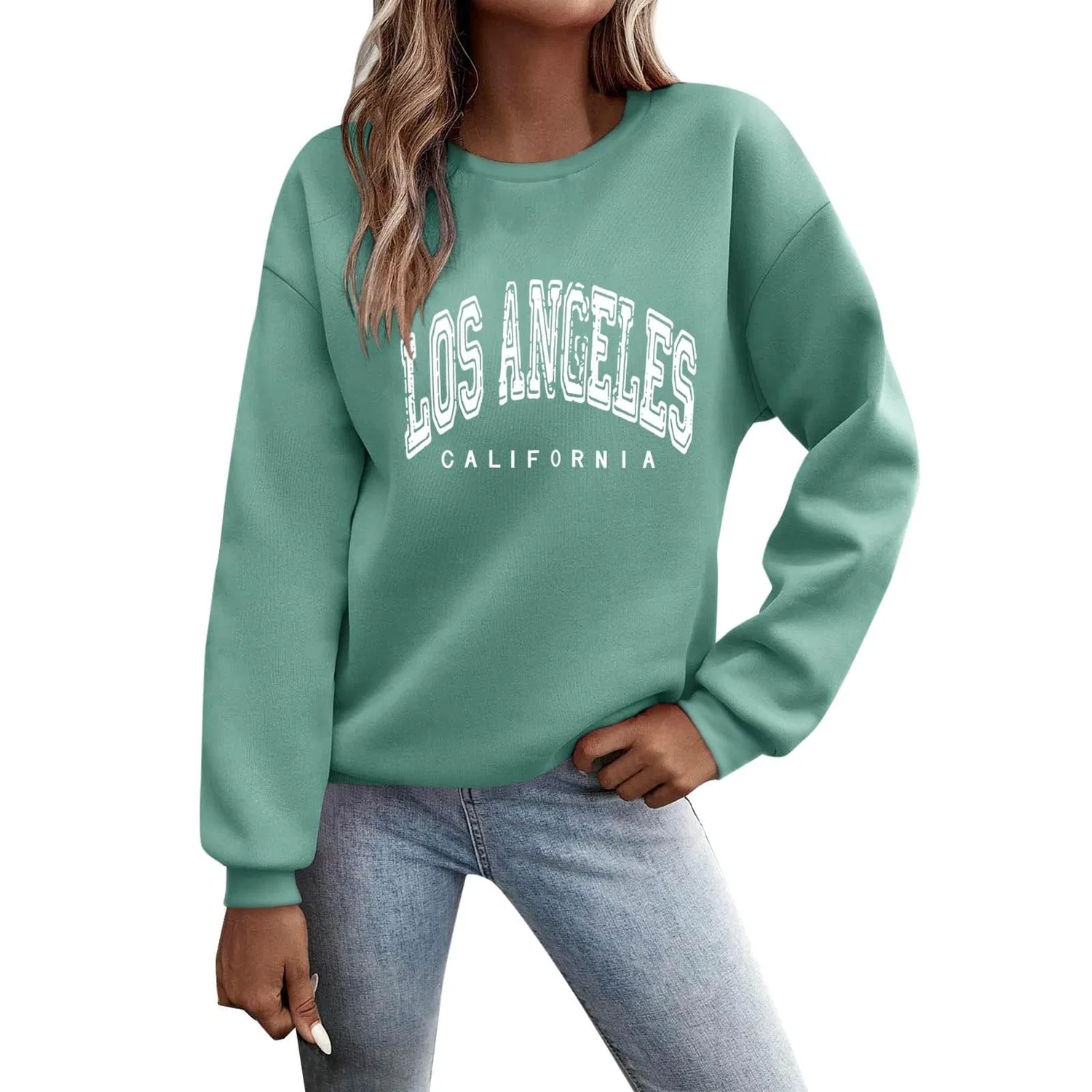 Женский свитшот с принтом Los Angeles California College Preppy, Green