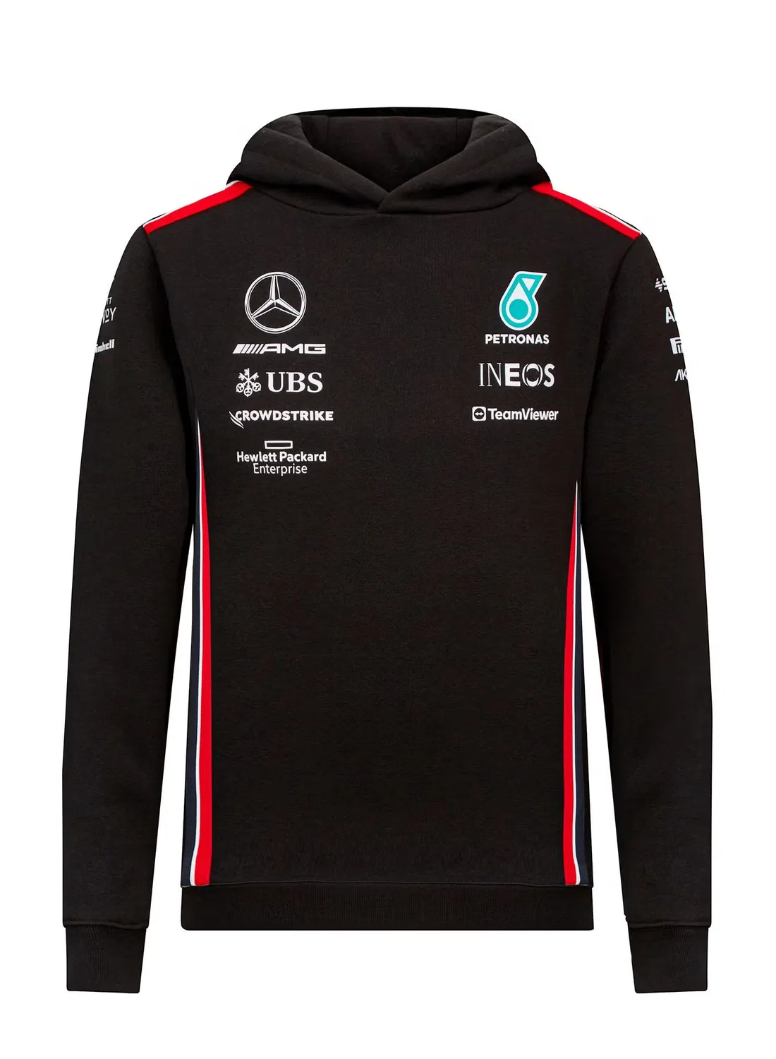 Худи детское с принтом Mercedes-AMG F1 Kids Team Amg Petronas Formula 1 Team, черный — фото 2