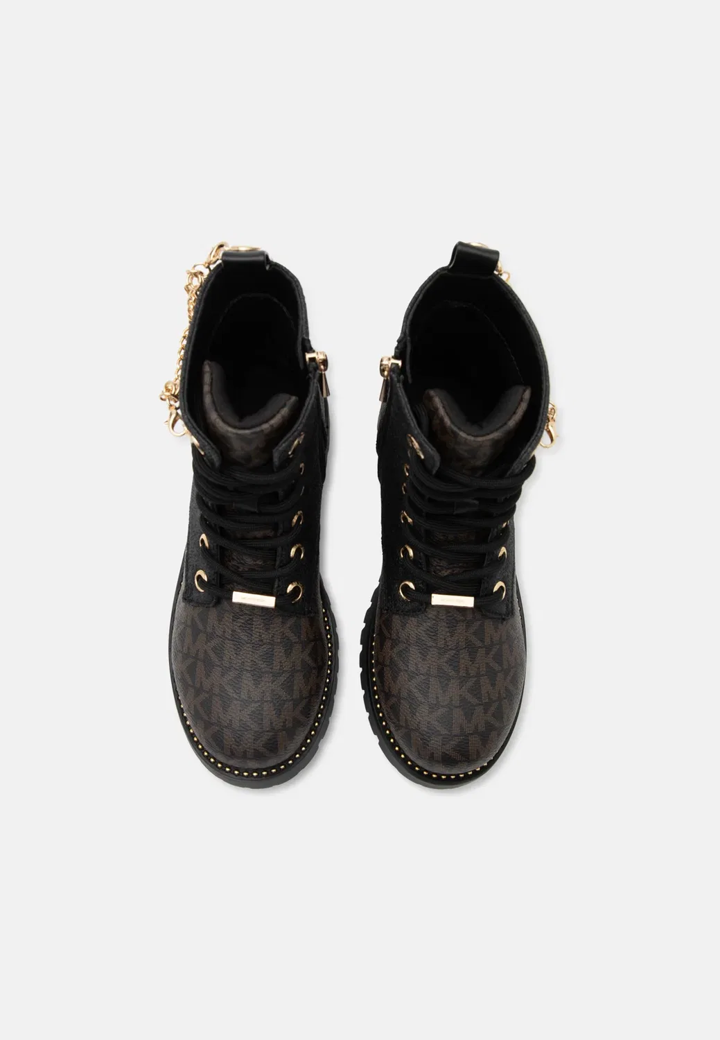 Детские и подростковые ботильоны Kalina Charm на шнуровке Michael Kors Kids, Brown/Butternut/Black — фото 4