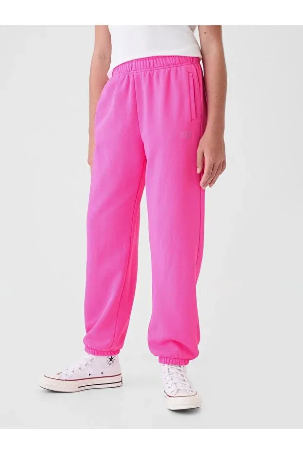 Детские спортивные штаны для девочек с принтом Logo Jogger Sweatpants Gap, Pink-003 — фото 4