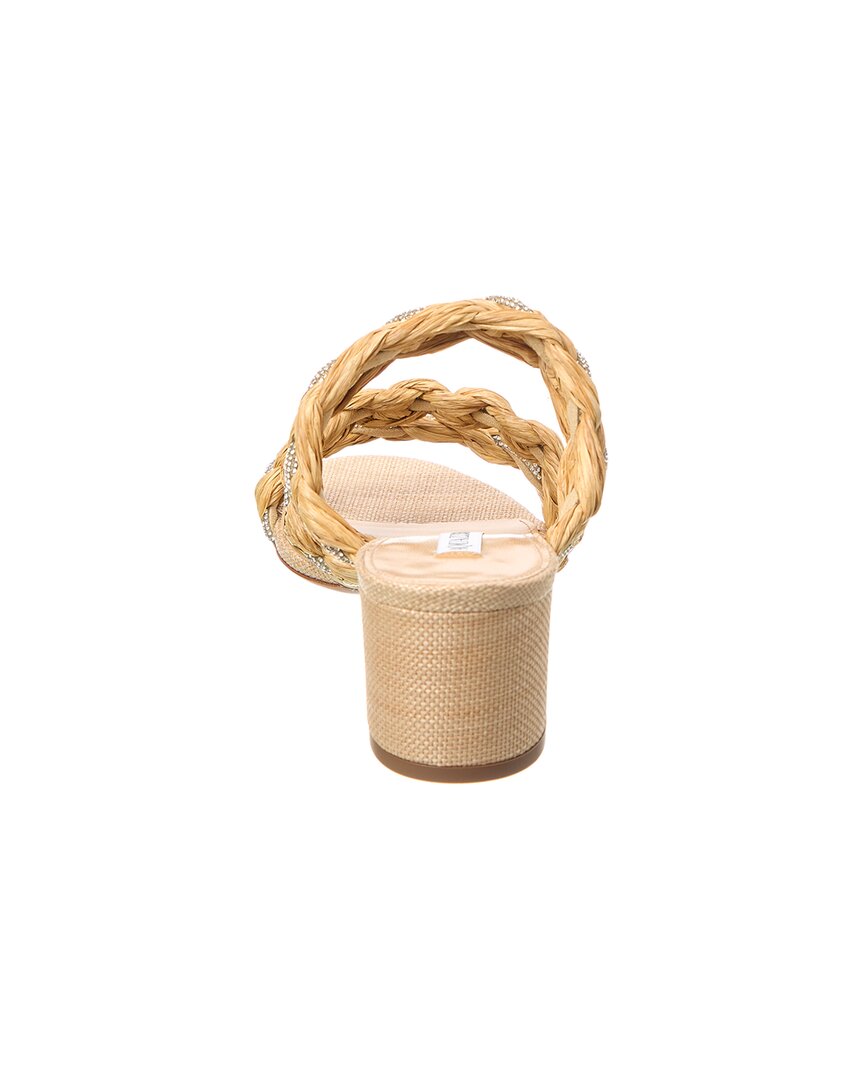 Aquazzura Costiera Crystal 50 Raffia Sandal, коричневый — фото 3