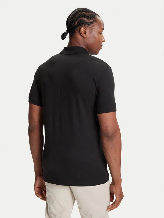 Поло slim fit Passerzip Boss, черный — фото 3
