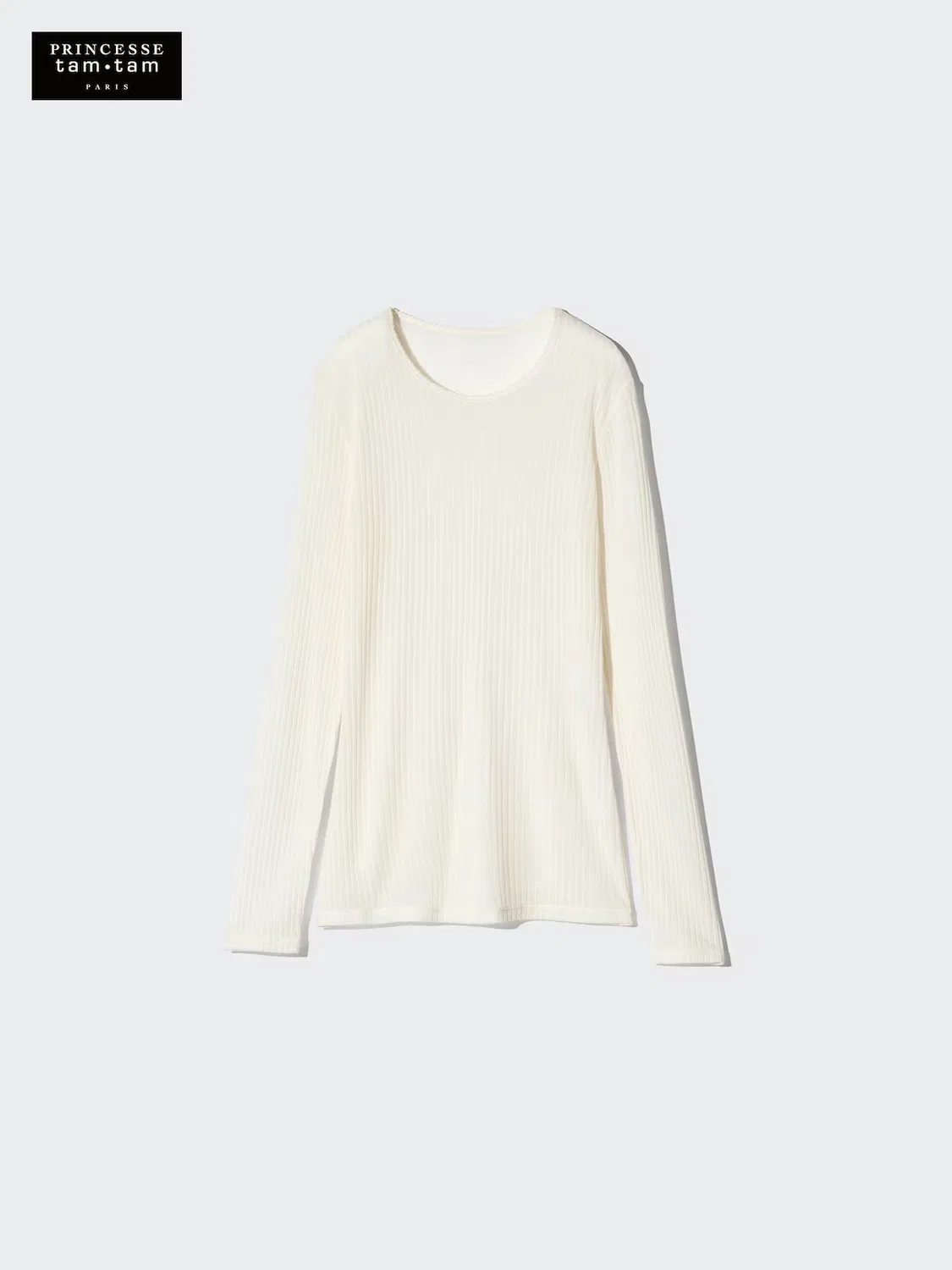 Футболка Uniqlo, ультратеплая из кашемировой смеси heattech с ажурной отделкой, красный — фото 4
