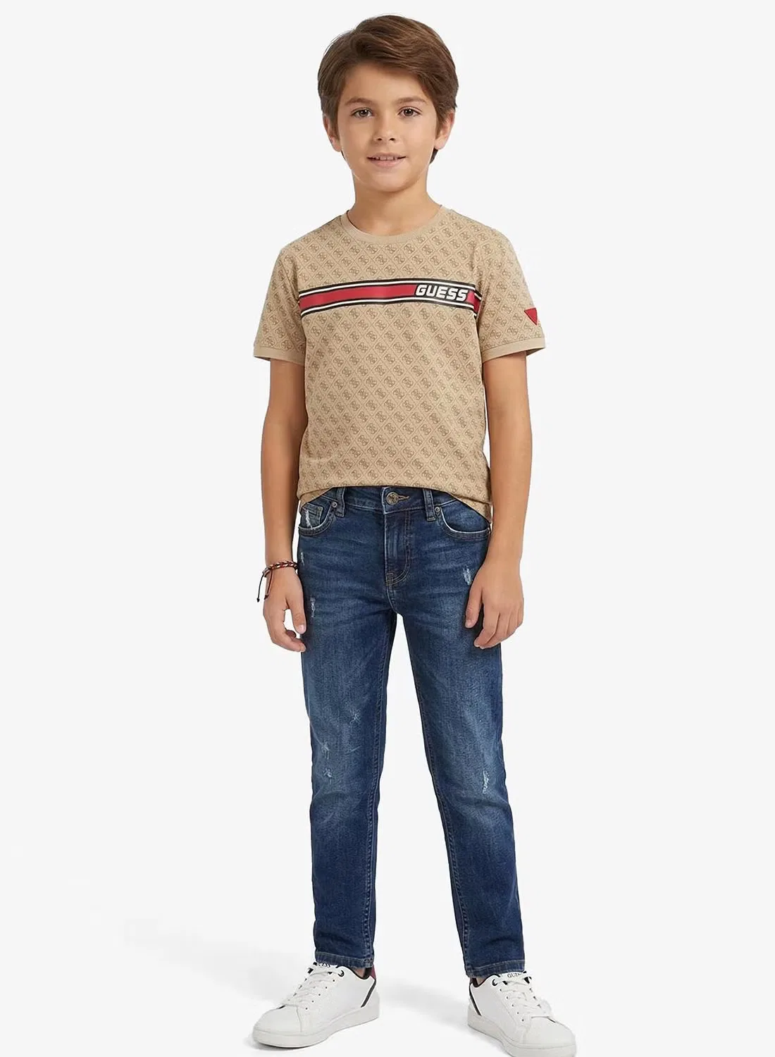Футболка с принтом для детей Guess, бежевый