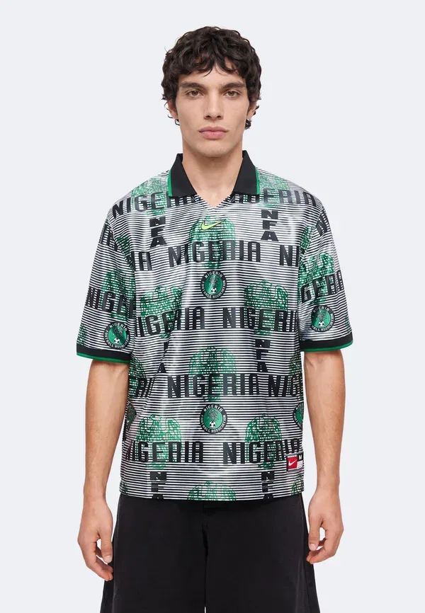 Футболка, дышащая, Nigeria Energy, Nike Performance, White/Black/Pine Green/Electric Green, белый/черный/зеленый