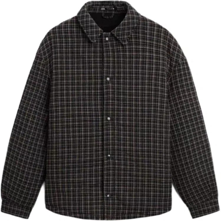 Мужская куртка-пуховик с лацканами Black/Brown, ZARA
