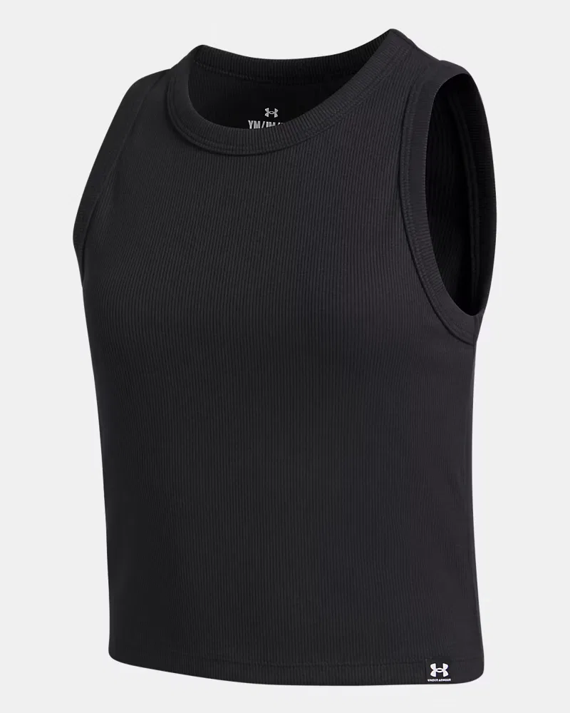 Майка детская с рубчатой эластичной тканью Rival Rib UnderArmour, Black/White — фото 3