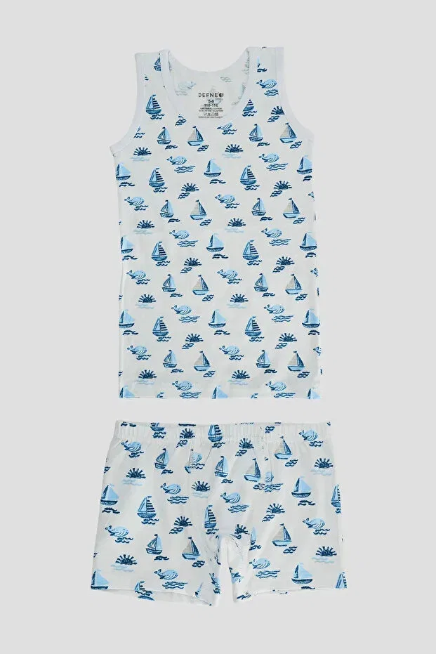 Детский комплект нижнего белья для мальчиков хлопковый Sea Pattern Defne Baby, Colored — фото 2
