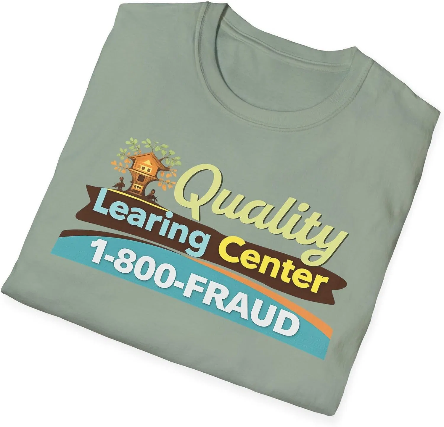 Женская футболка с принтом Quality Learning Center, шалфейно-зелёный — фото 4
