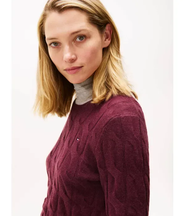 Шерстяной свитер regular fit Tommy Hilfiger, бордовый — фото 4