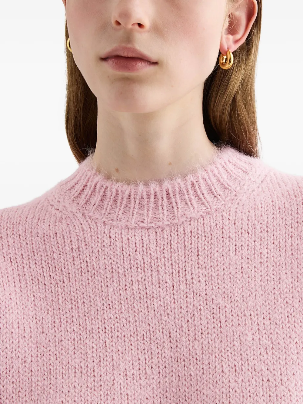 Свитер из смеси альпаки и шерсти с ребристыми манжетами JIL SANDER, розовый — фото 3