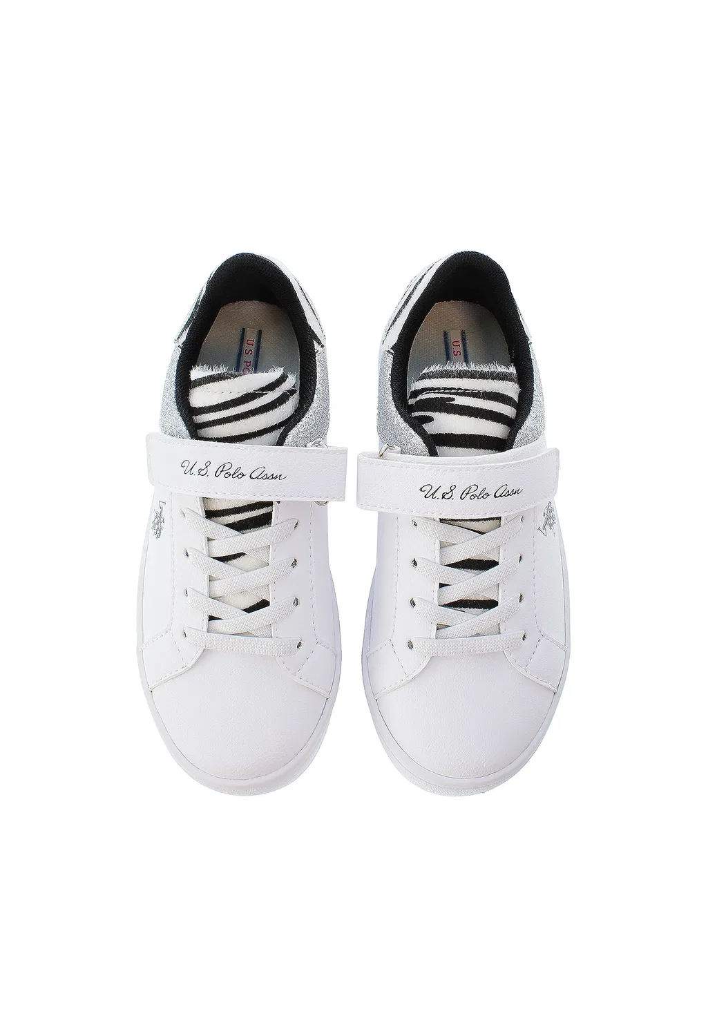 Детские кроссовки для мальчиков на шнурках и липучках Brygit001k/Cy1 U.S. POLO ASSN., White Silver — фото 2