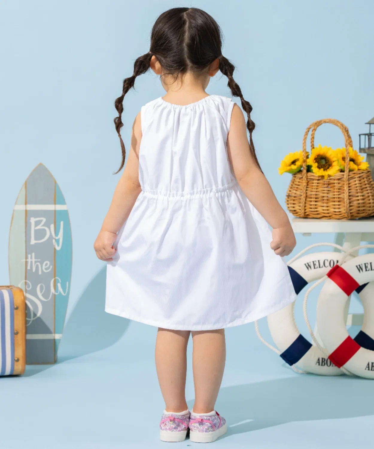 Детское платье с вышивкой и воротником, модель ANPANMAN KIDS COLLECTION, Sax Blue — фото 2