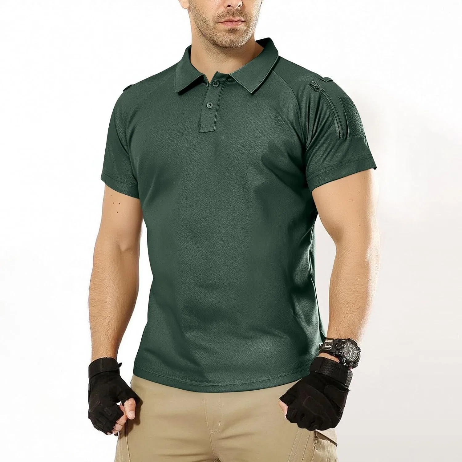 Мужская тактическая футболка с влагоотводящей тканью, Army Green — фото 2