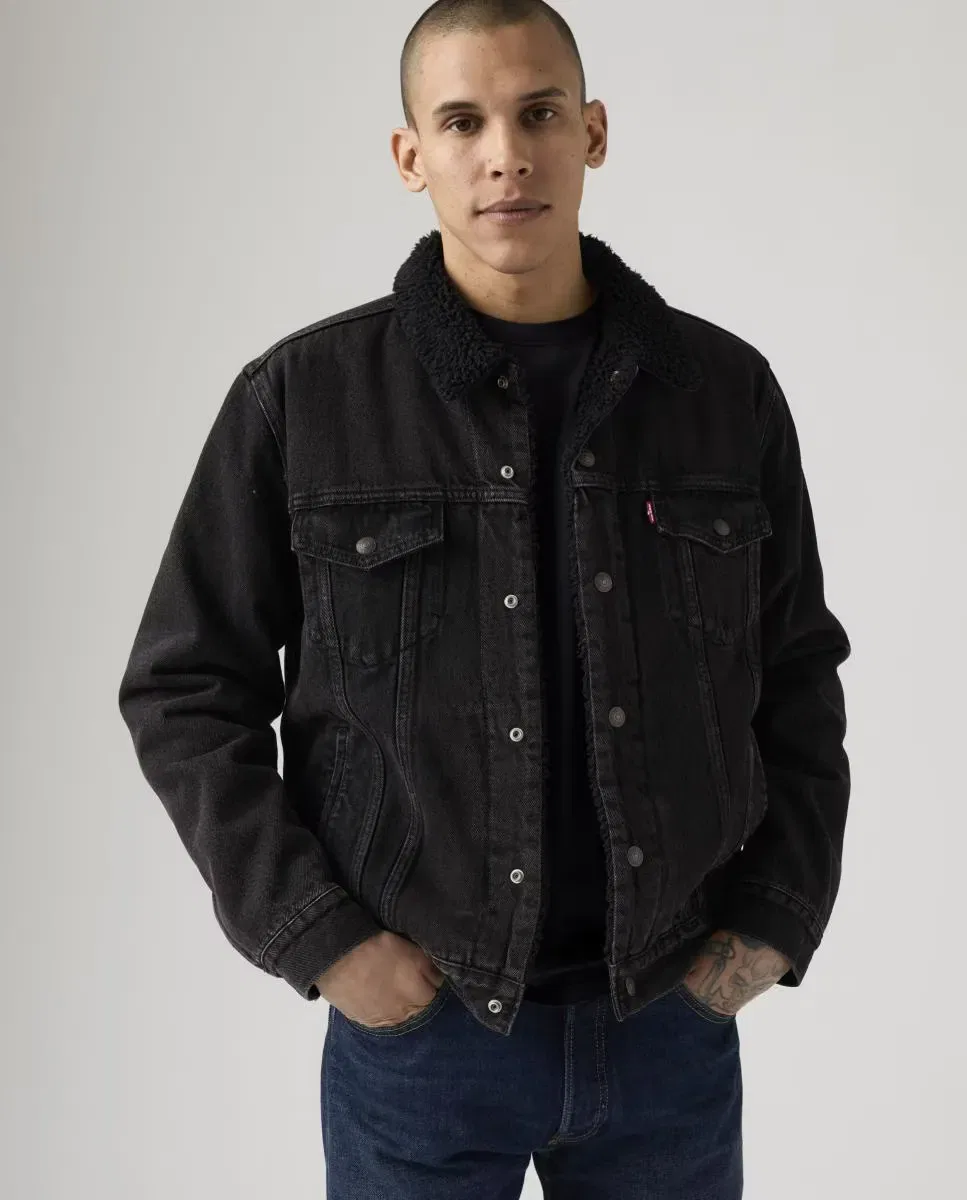 Мужская куртка из денима с овчиной Levi's, Negro — фото 4