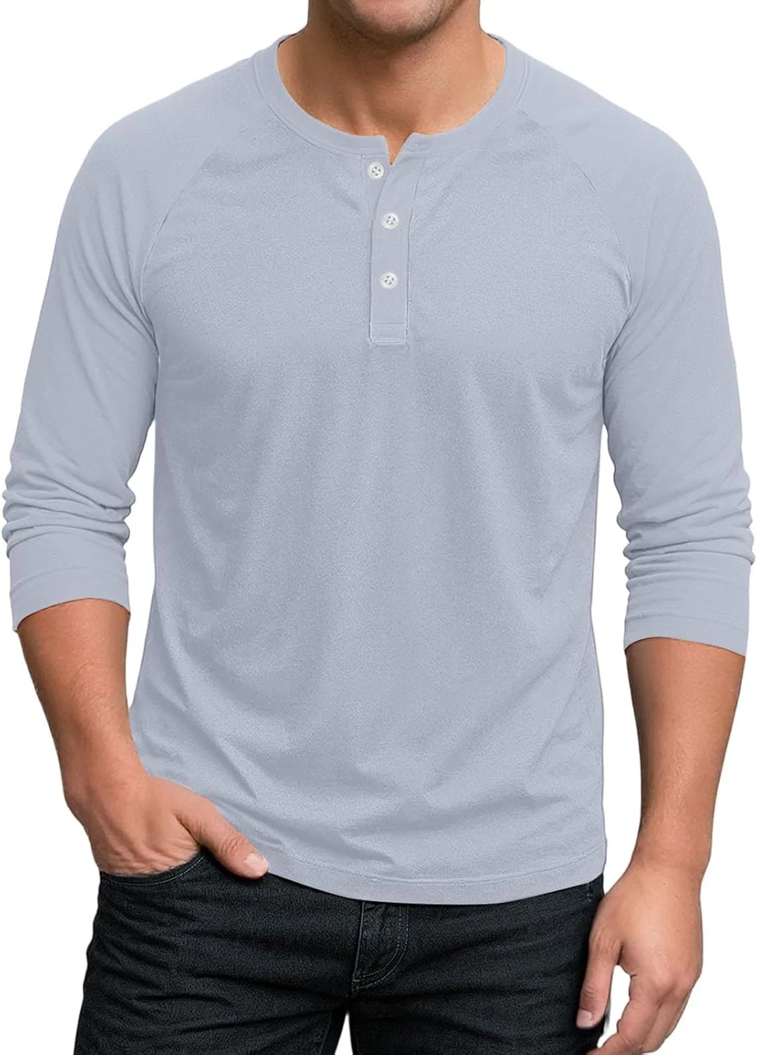 Мужская футболка поло свободного кроя с рукавом 3/4, Light Gray