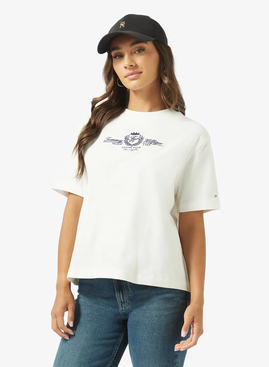 Футболка с вышивкой логотипа Crest Tommy Hilfiger, экрю