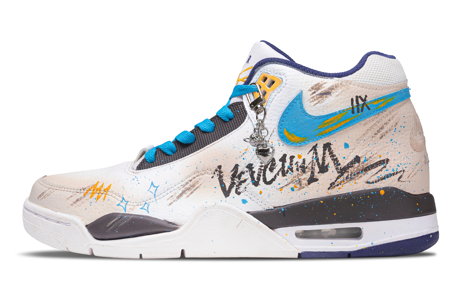 

Легендарные баскетбольные кроссовки Flight Legacy Vintage мужские Mid top белый желтый фиолетовый граффити Nike, светло-коричневый